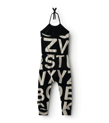 Kid | Alphabet Collar Overall | Black