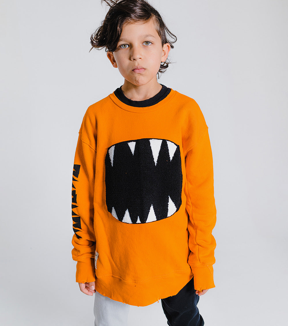 Kid | Fuzzy Roar Sweatshirt | Orange