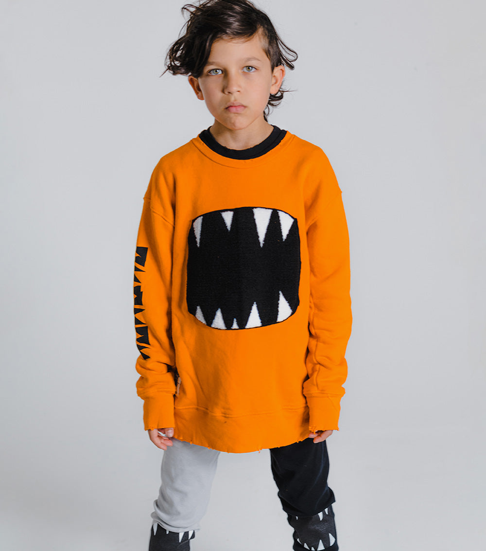 Kid | Fuzzy Roar Sweatshirt | Orange