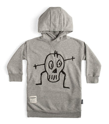 Kid | Goofy Skull Hooded Dress | Heather Grey