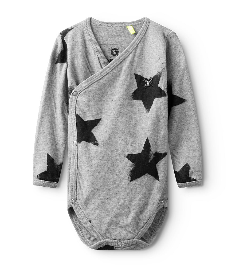 Newborn | Soft Faded Star Envelope Onesie | Heather Grey
