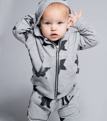 Newborn | Soft Faded Star Zip Hoodie | Heather Grey