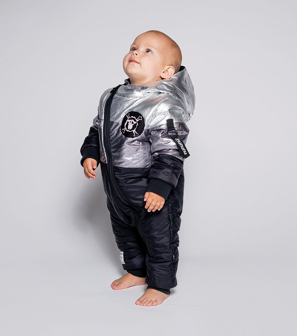 Newborn | Puffy Trio Overall | Black x Silver