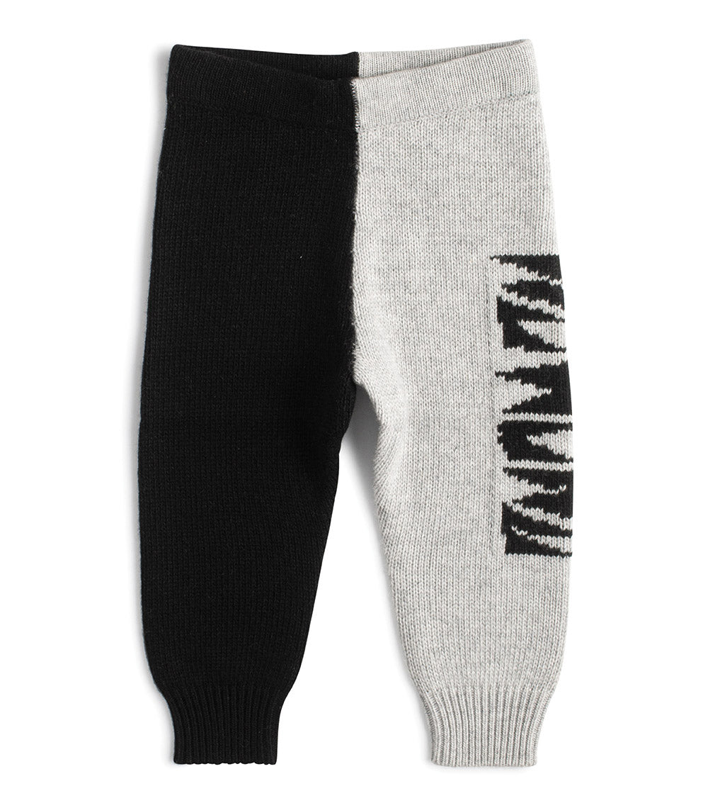 Newborn | Jester Knit Baby Leggings | Black x Heather Grey