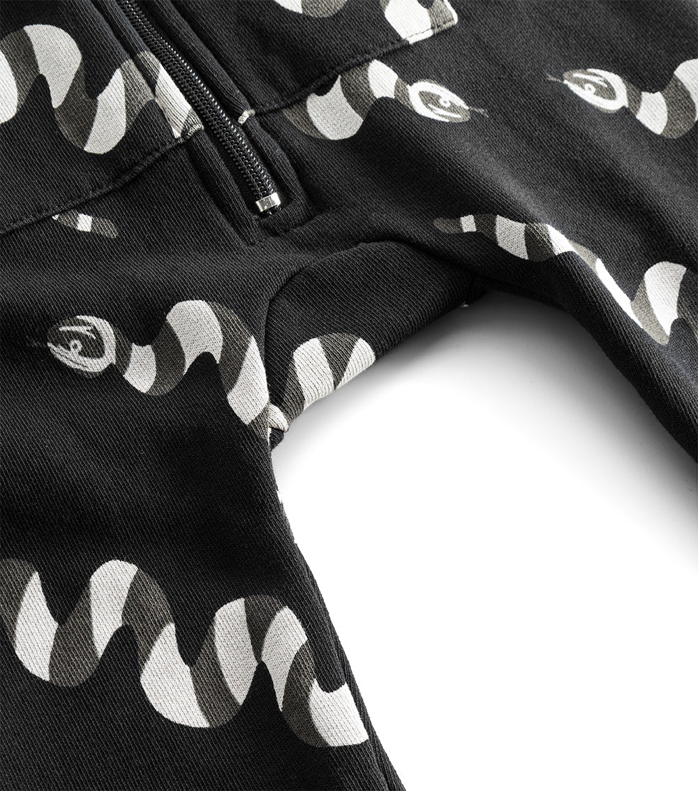 Newborn | Stripey Snakes Hooded Overall | Black
