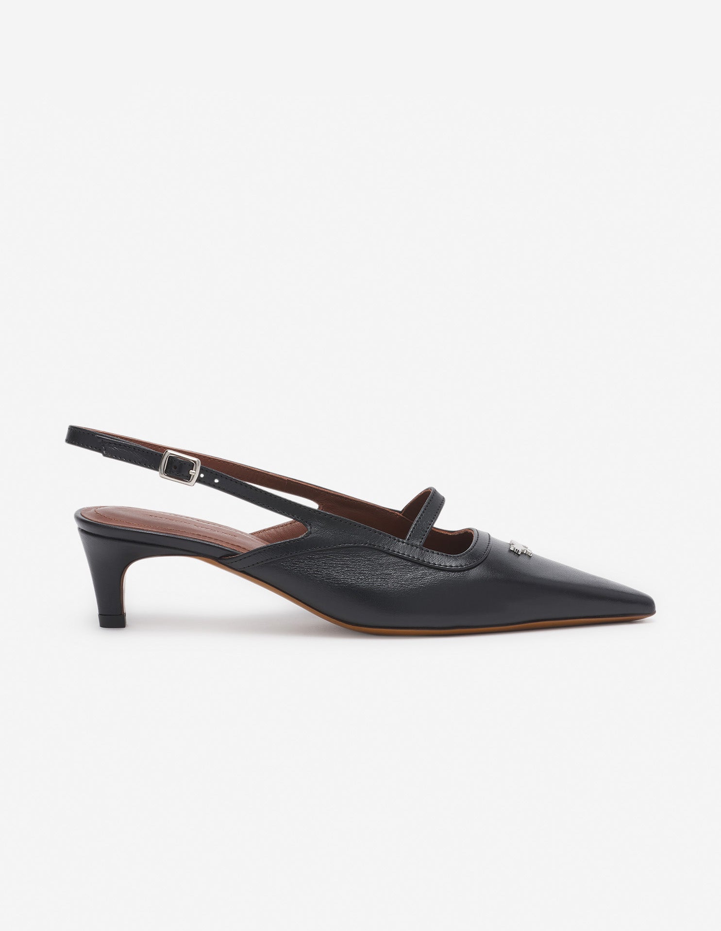 Womens | Leather Pointy Sling Back | Black