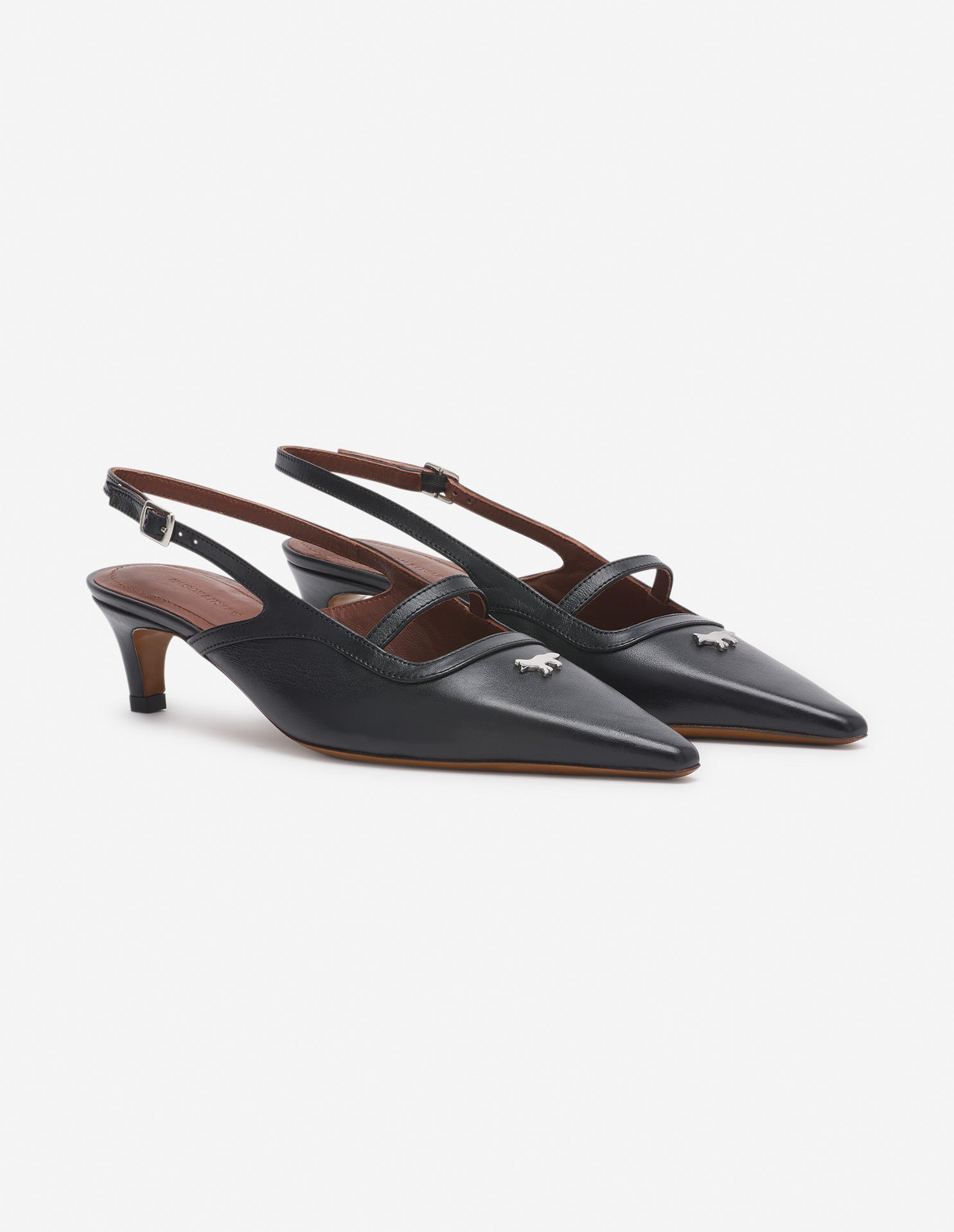 Womens | Leather Pointy Sling Back | Black