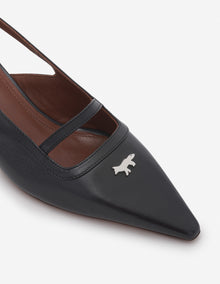 Womens | Leather Pointy Sling Back | Black