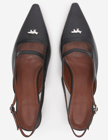 Womens | Leather Pointy Sling Back | Black