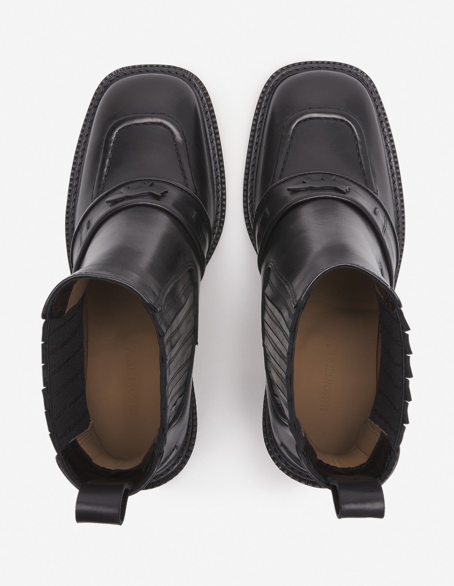 Womens | Leather Loafer-Style Heeled Boots | Black