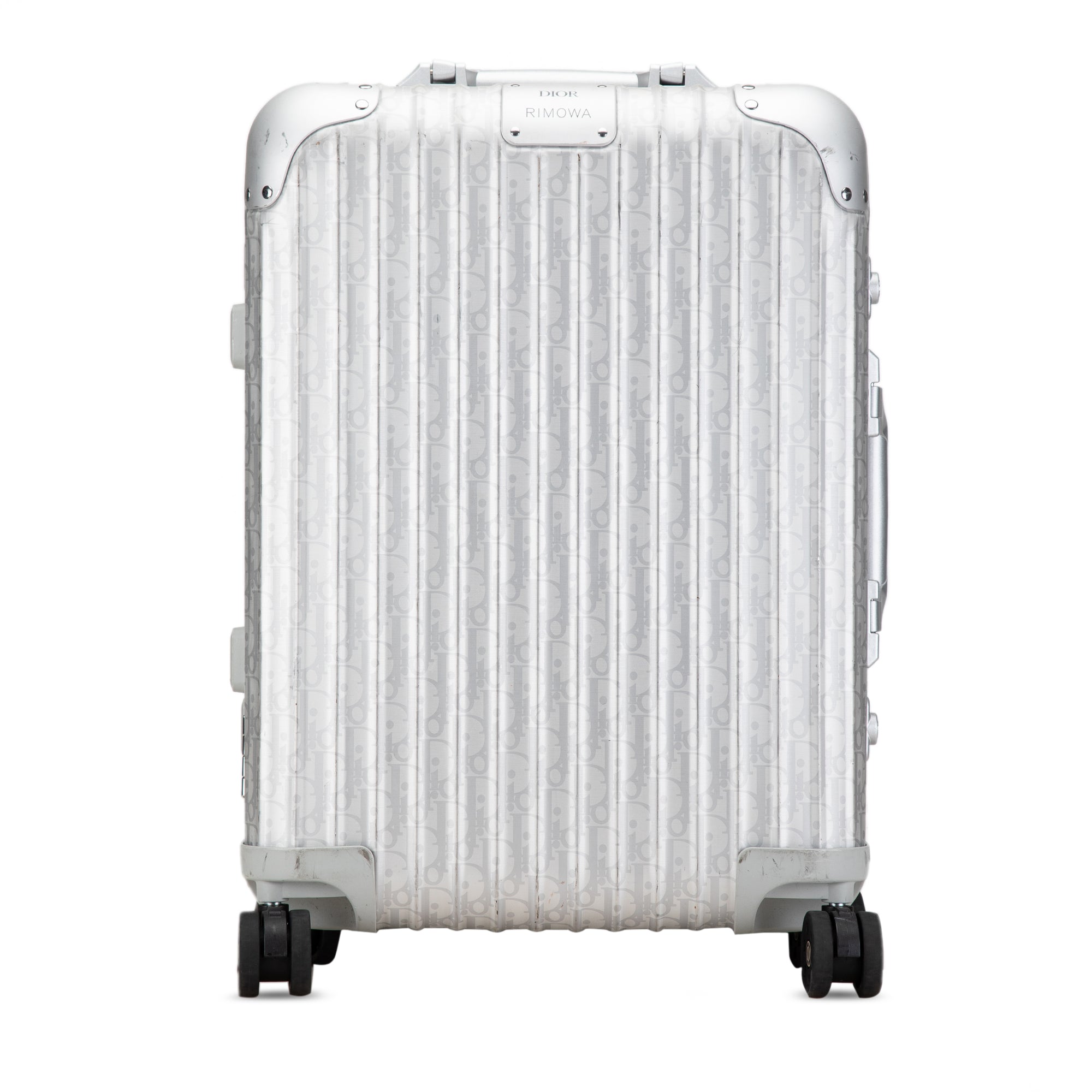 Dior | Pre-Owned Rimowa Oblique Aluminum Gradient Cabin Luggage | Silver