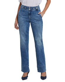 NYDJ | Womens | Bailey Washed Crystal Straight Leg Jean | White Multi