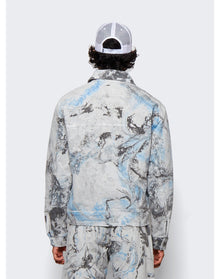 Nahmias | Men | Padded Zip Jacket White Marble | Blue
