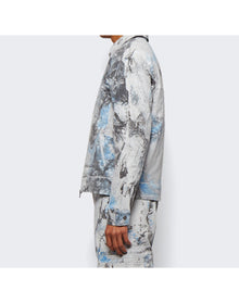 Nahmias | Men | Padded Zip Jacket White Marble | Blue