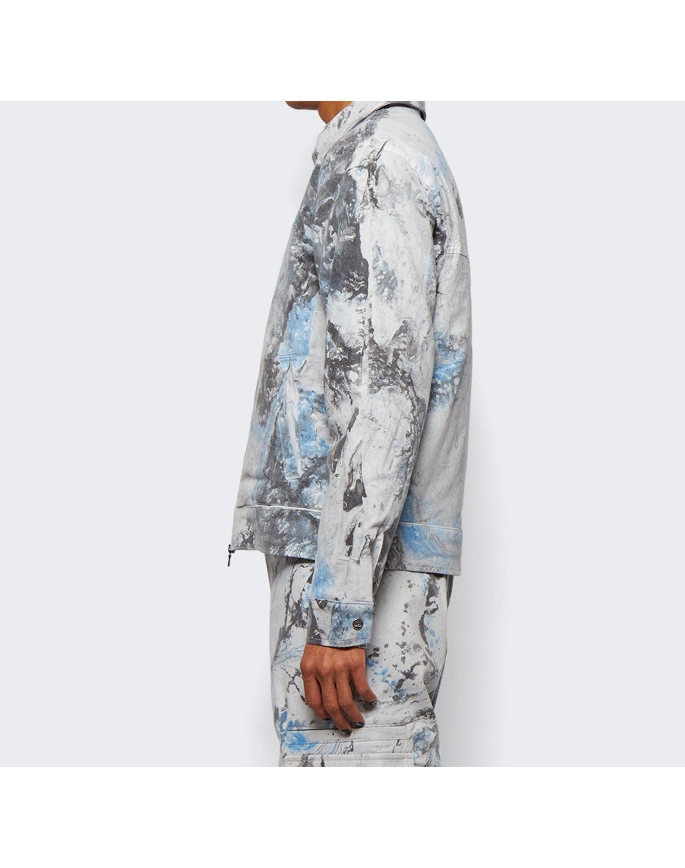 Nahmias | Men | Padded Zip Jacket White Marble | Blue