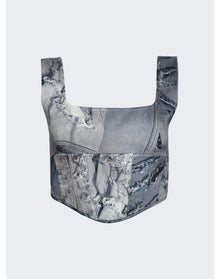 Natasha Zinko | Women | Denim Print Corset | Light Wash Blue