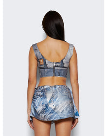 Natasha Zinko | Women | Denim Print Corset | Light Wash Blue