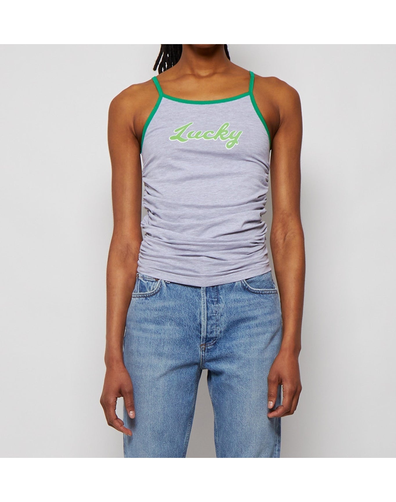 Natasha Zinko | Women | Lucky Shirred Top | Grey x Green