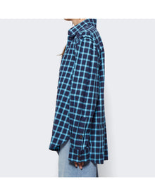 Natasha Zinko | Women | Pleated Check Cotton Shirt | Blue