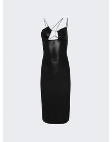 Nensi Dojaka | Women | Asymmetric Bra Midi Dress | Glossy Black