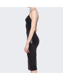Nensi Dojaka | Women | Asymmetric Bra Midi Dress | Glossy Black