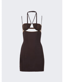 Nensi Dojaka | Women | Draped Double Bra Mini Dress | Chocolate Brown