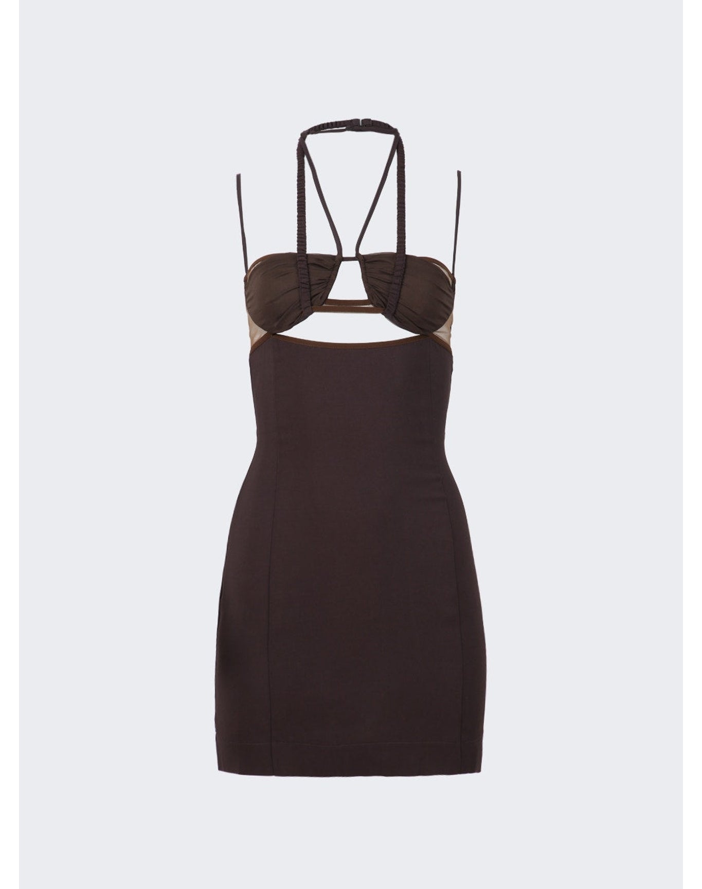 Nensi Dojaka | Women | Draped Double Bra Mini Dress | Chocolate Brown