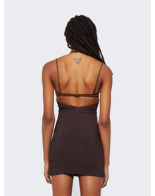 Nensi Dojaka | Women | Draped Double Bra Mini Dress | Chocolate Brown