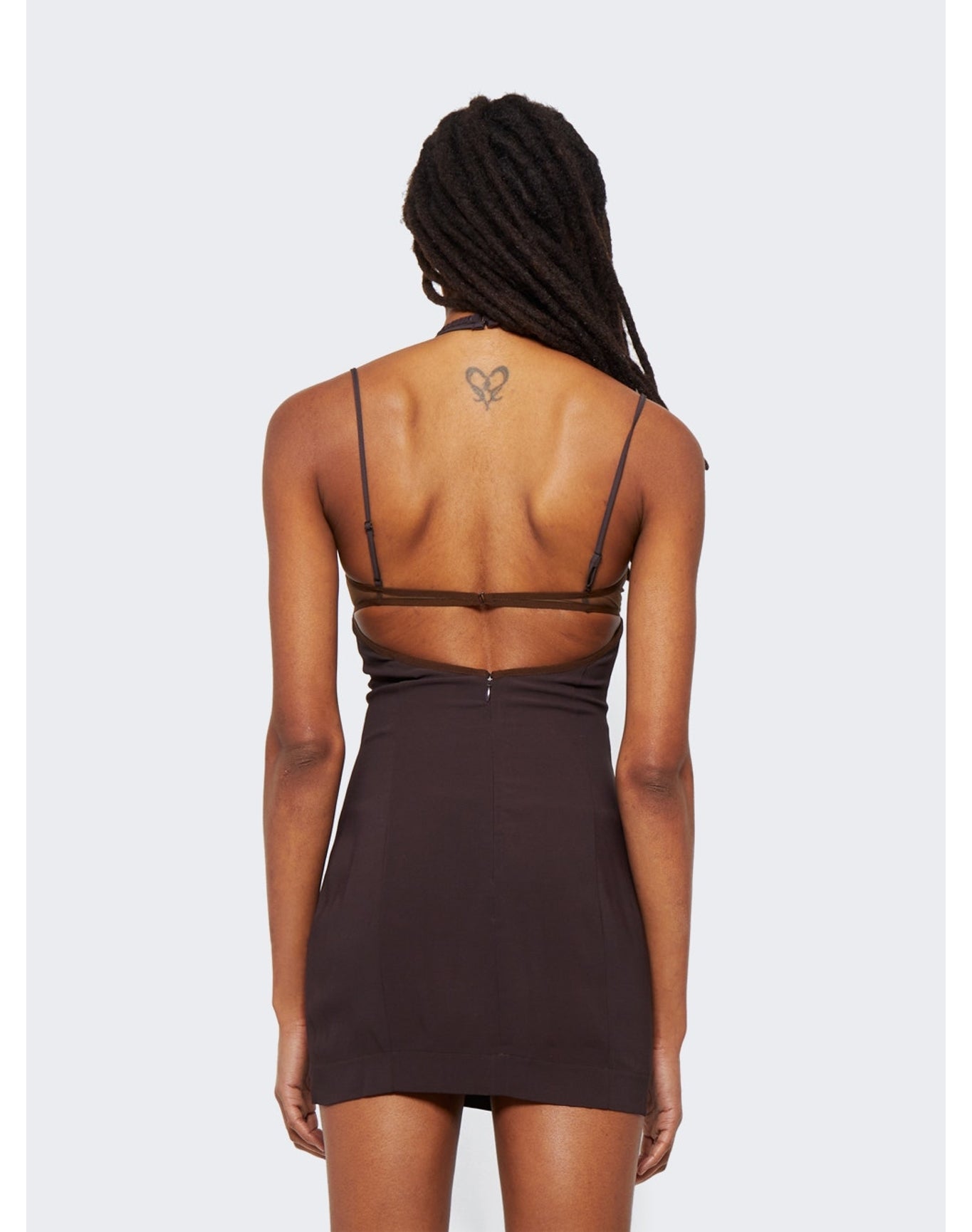 Nensi Dojaka | Women | Draped Double Bra Mini Dress | Chocolate Brown