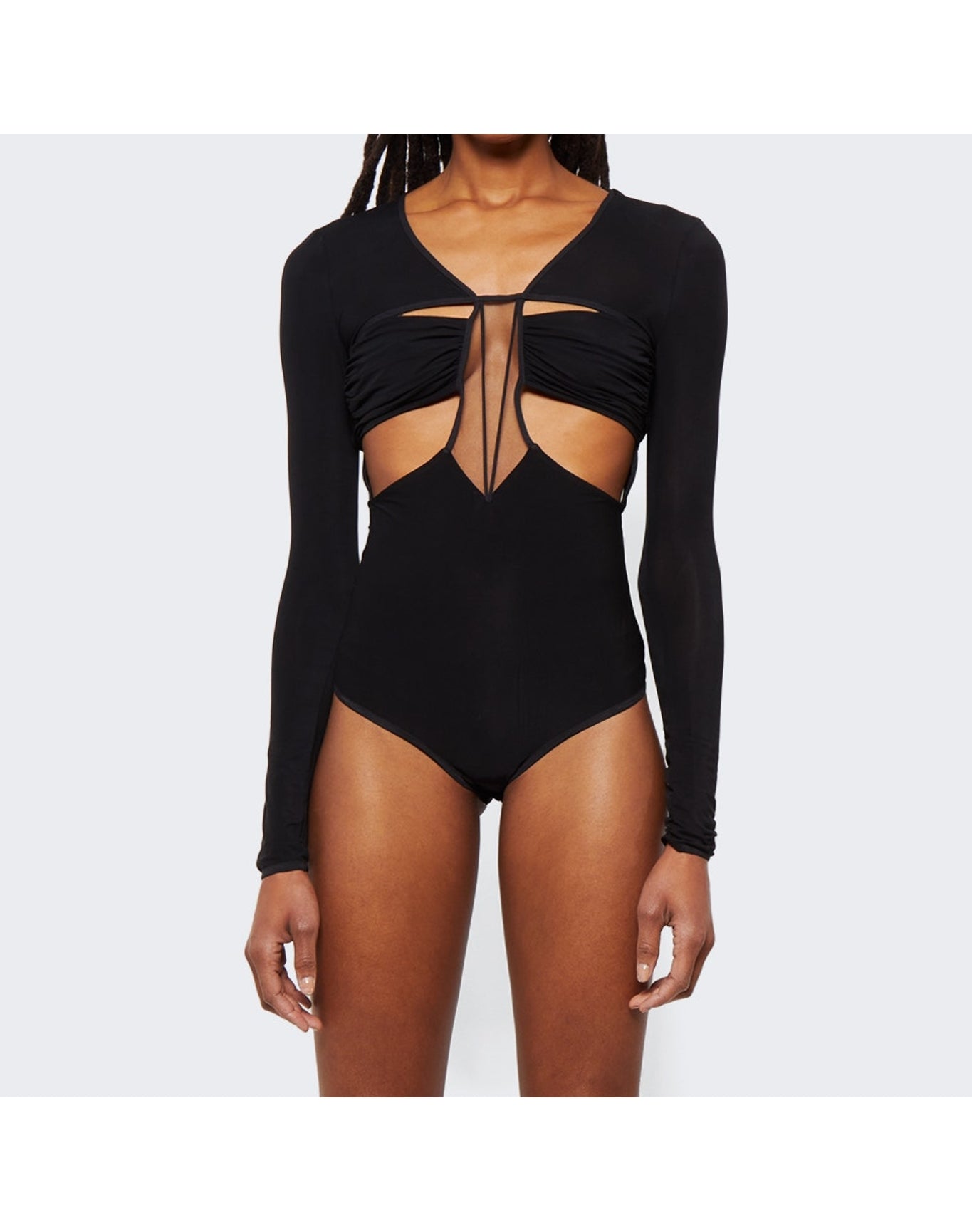 Nensi Dojaka | Women | Gathered Bra Long Sleeve Top | Black