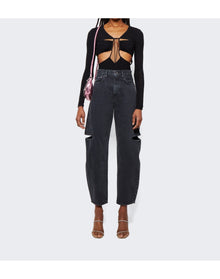 Nensi Dojaka | Women | Gathered Bra Long Sleeve Top | Black