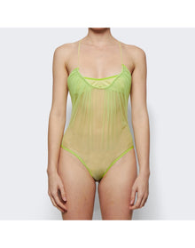 Nensi Dojaka | Women | Gathered Cami Bodysuit | Lime