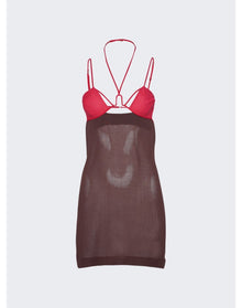 Nensi Dojaka | Women | U Wire Bra Mini Dress | Bitter Chocolate x Hot Pink
