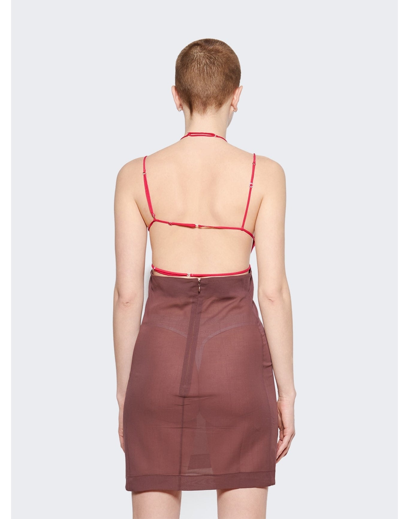 Nensi Dojaka | Women | U Wire Bra Mini Dress | Bitter Chocolate x Hot Pink