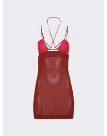 Nensi Dojaka | Women | Wire Bra Mini Dress | Burnt Tangerine x Hot Pink
