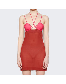 Nensi Dojaka | Women | Wire Bra Mini Dress | Burnt Tangerine x Hot Pink