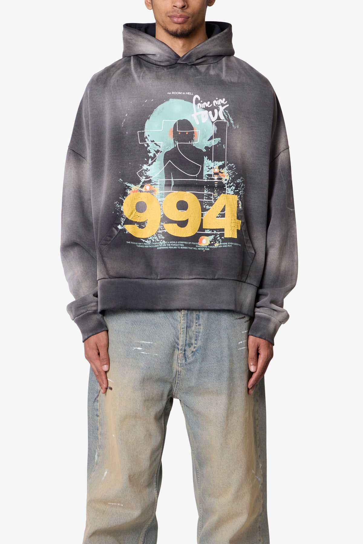 No Room in Hell Printed Hoodie | Washed Black