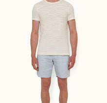 Norwich Linen Tailored Fit O.B Stripe Linen Shorts | Ice Blue