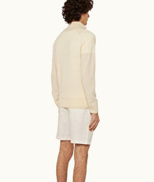 Norwich Linen Tailored Fit O.B Stripe Linen Shorts | White Sand