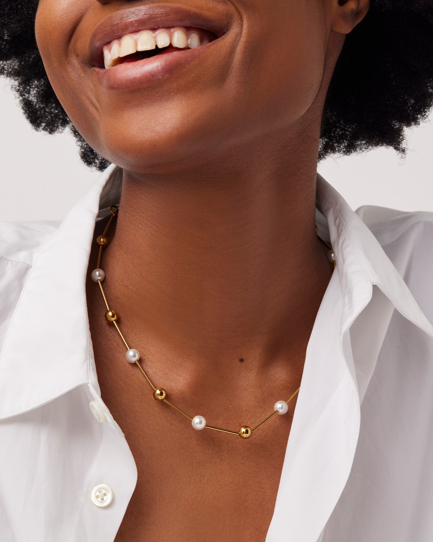 Glass Pearl | Nova Necklace | Gold Ion Plated Brass