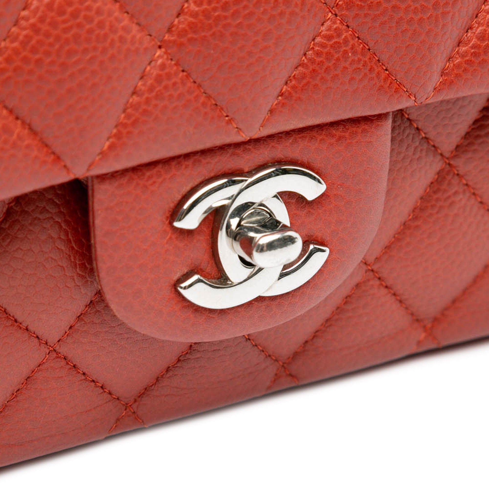 Chanel | Pre-Owned Medium Classic Caviar Double Flap | Orange/Dark Orange