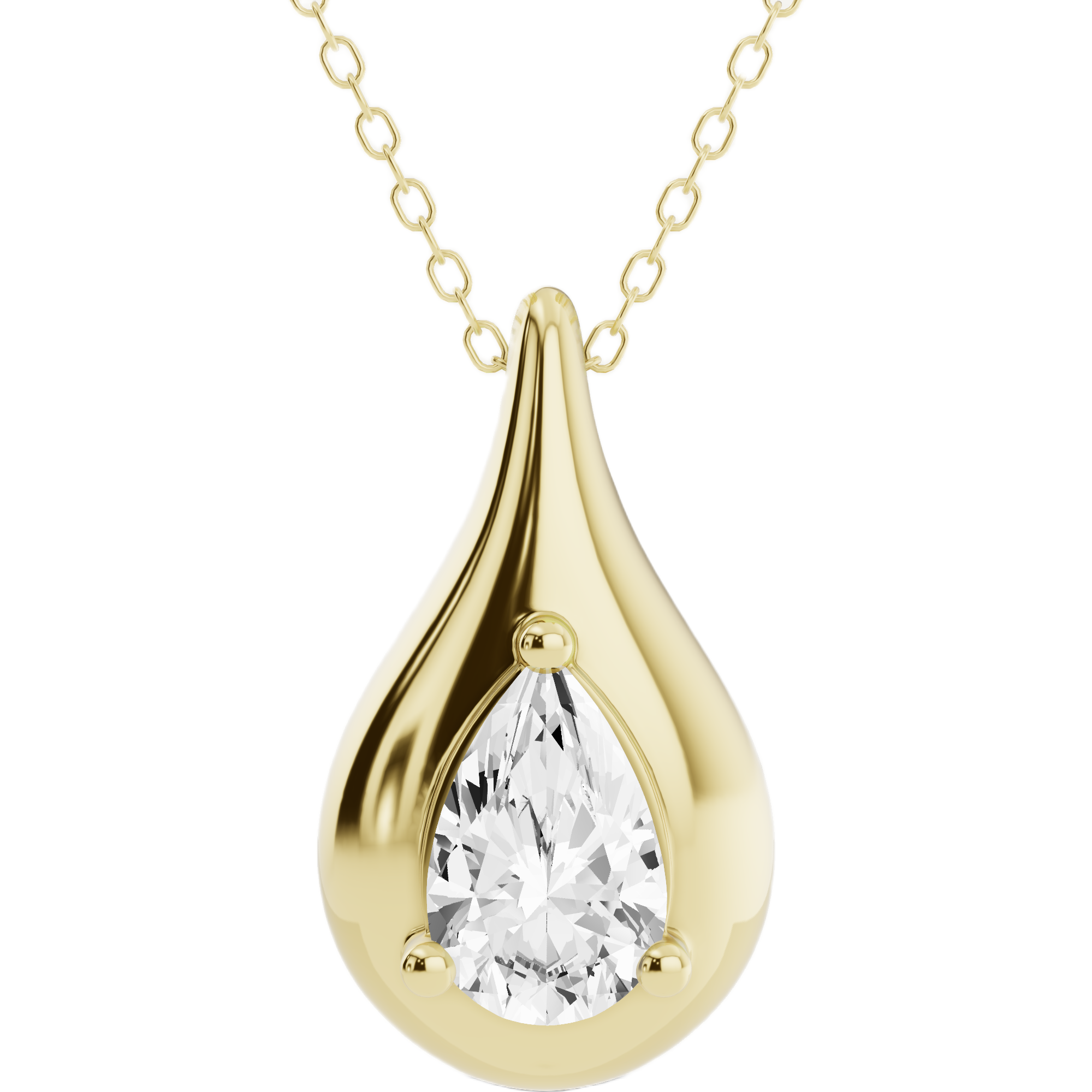Womens | Teardrop Pendant Necklace | 14K Gold Plated over Silver | 1 CTW Pear Cut Lab Grown Diamond | G-SI