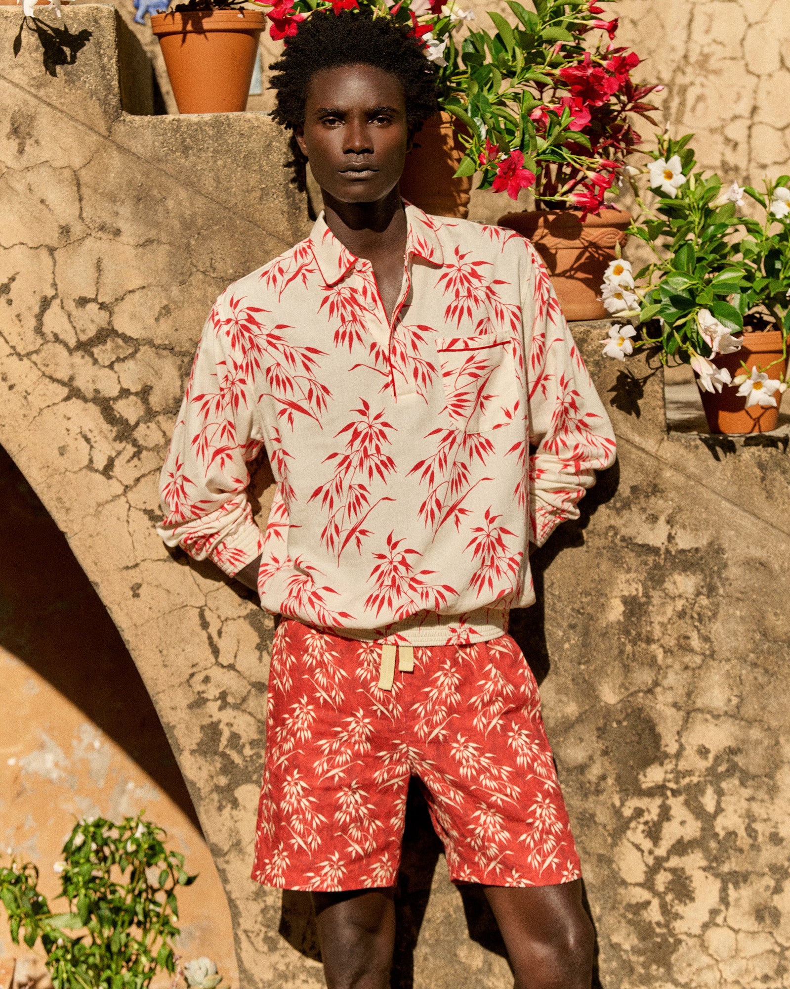 Men | Lakewood Shirt | White Sand/Summer Red