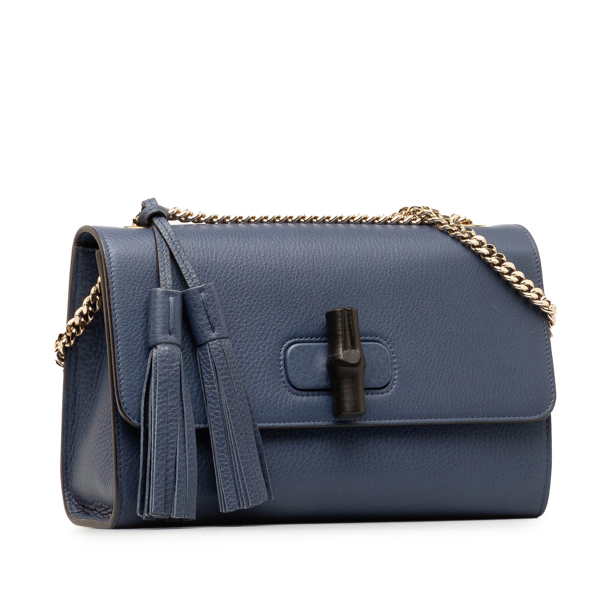 Gucci | Pre-Owned Medium Miss Bamboo Leather Crossbody | Blue