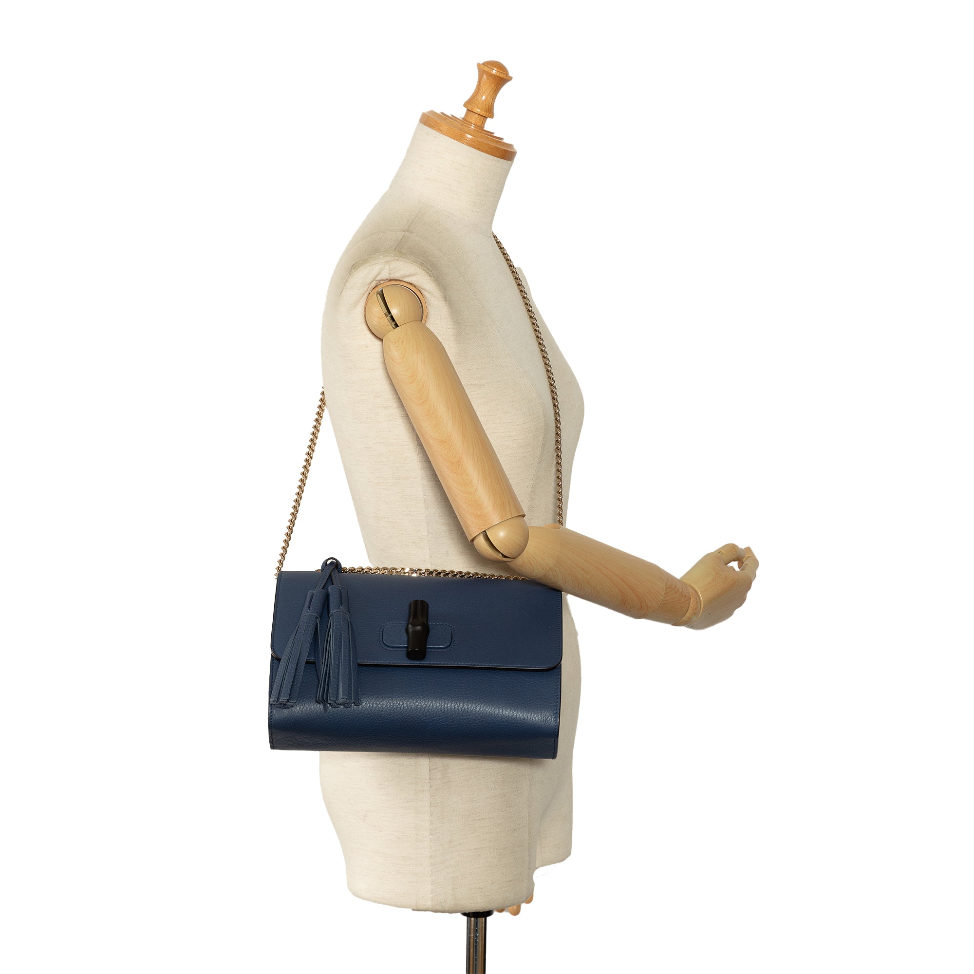 Gucci | Pre-Owned Medium Miss Bamboo Leather Crossbody | Blue