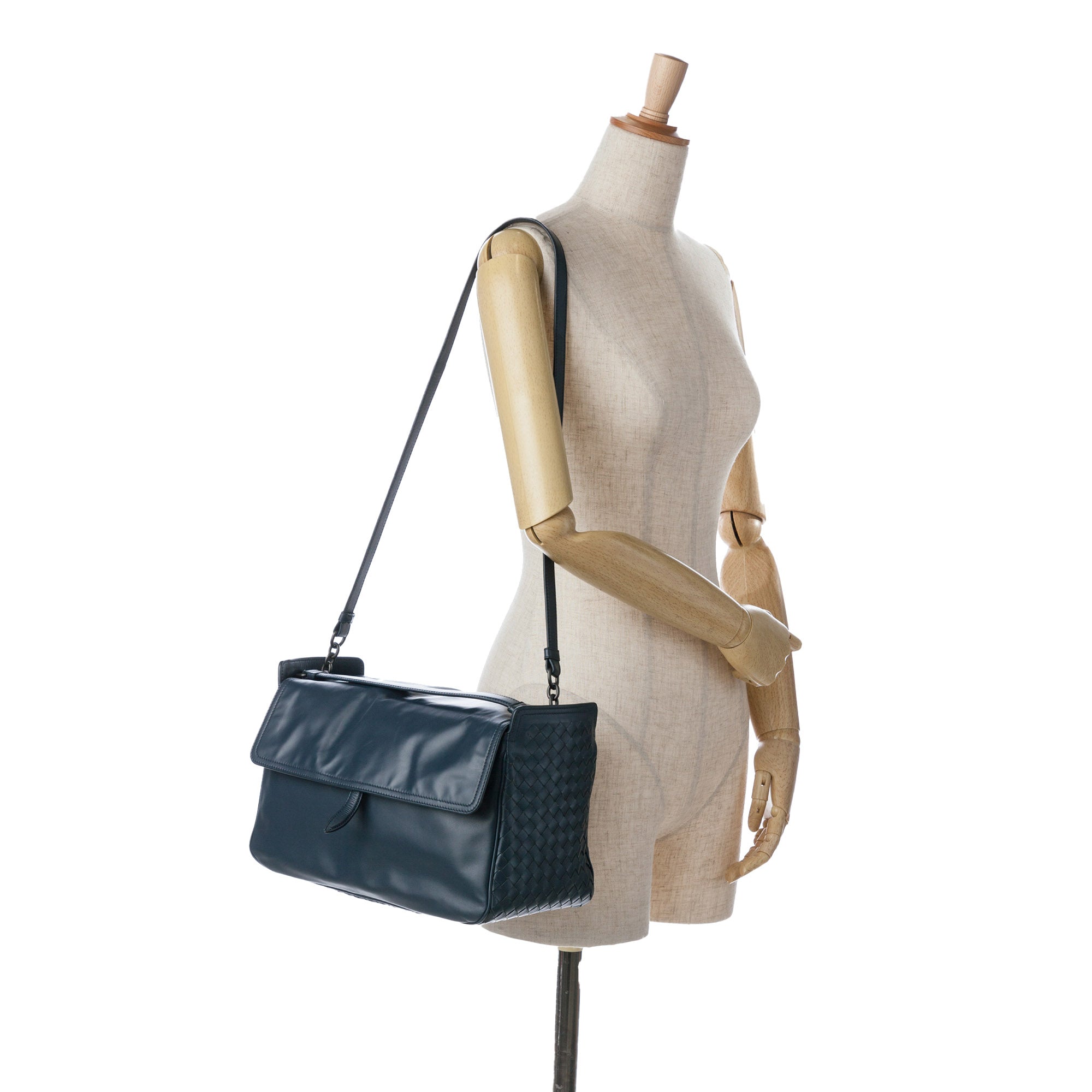 Bottega Veneta | Pre-Owned Intrecciato Satchel | Blue