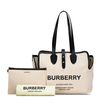 Burberry | Pre-Owned Canvas Logo Soft Belt Tote Bag | Brown
