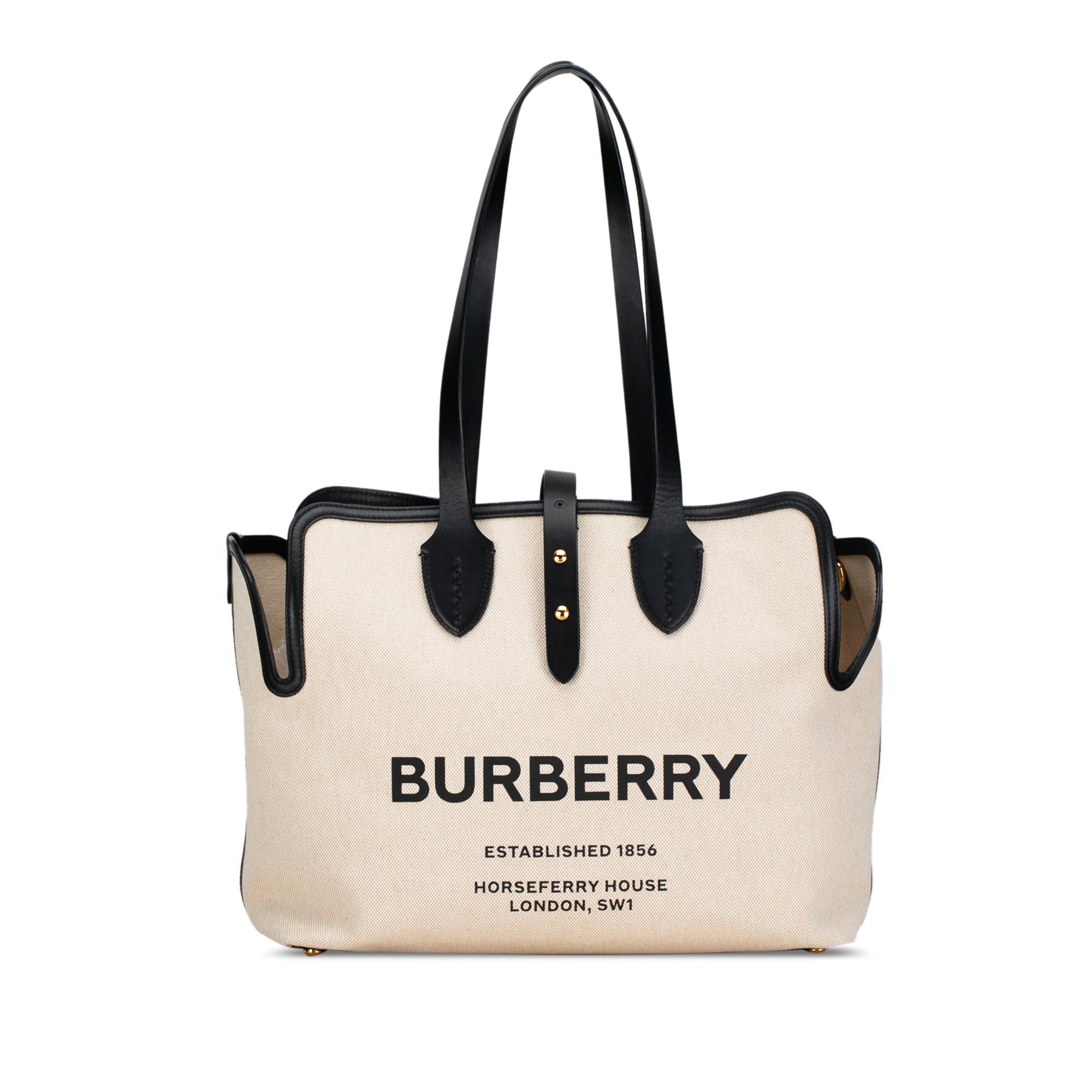 Burberry | Pre-Owned Canvas Logo Soft Belt Tote Bag | Brown