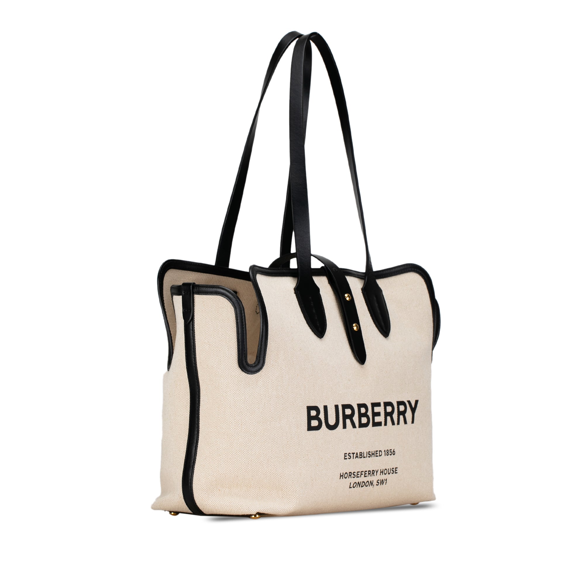 Burberry | Pre-Owned Canvas Logo Soft Belt Tote Bag | Brown