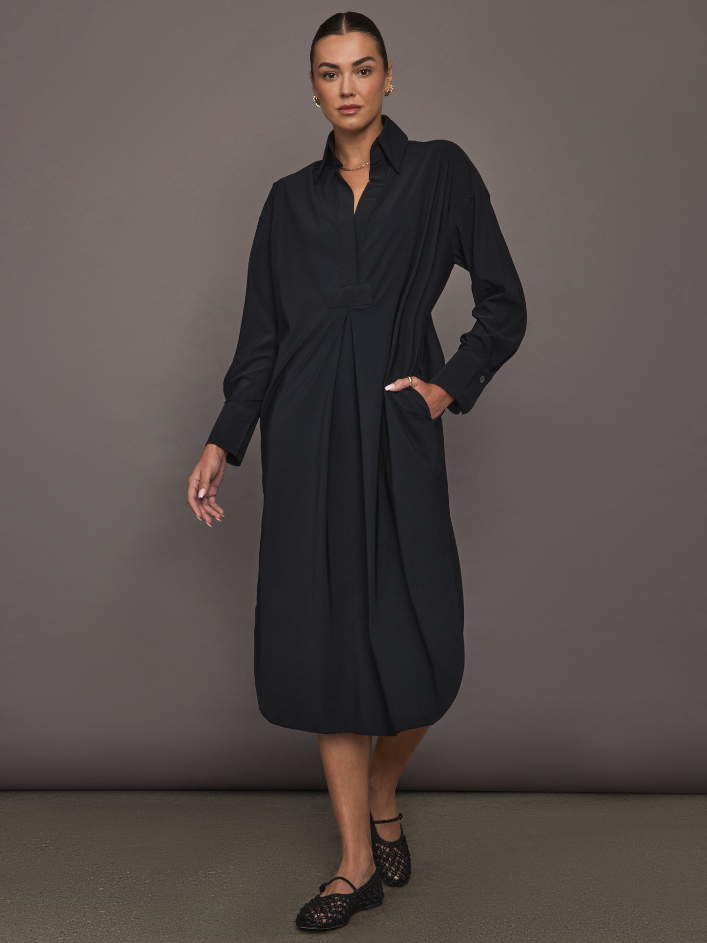 Tropez Oversized Shirt Dress | Black